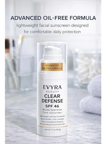 Protector Solar Evyra Clear Defense Spf 46 Para Rostro
