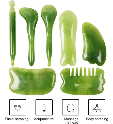 Set 7 Piezas Gua Sha Facial Masaje Antiedad Spa