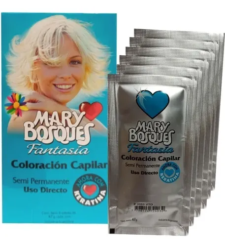 Tintura Fantasia Mary Bosques Con Keratina En Sachet Pack X6