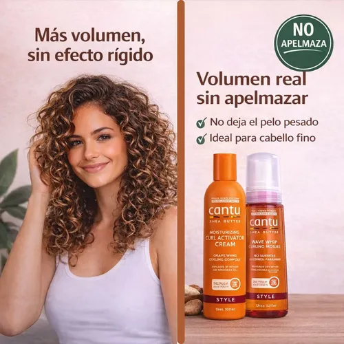 Crema Activadora Rizos Cantu + Mousse Volumen Kit Definicion