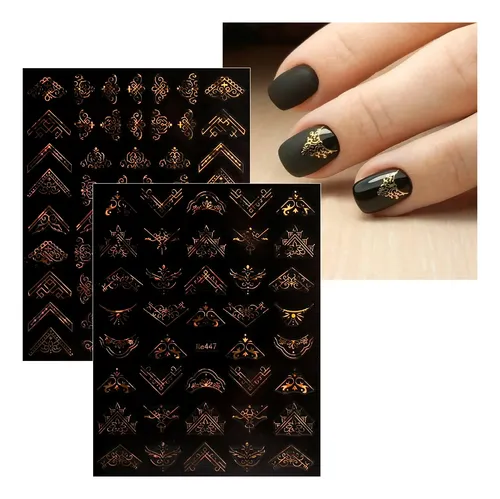 Jmeowio Pegatinas Para Uñas Flores Doradas 12 Hojas
