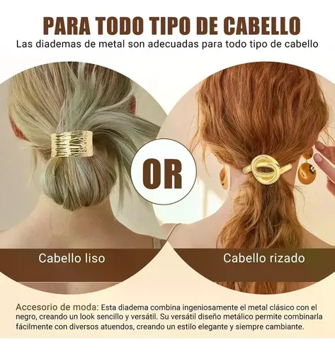 7 Pcs Ligas Para Cabello De Metal,el Sticas Diademas Doradas Gold