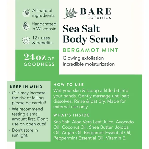 Exfoliante Corporal Bare Botanics, Bergamota Y Menta, 720 Ml