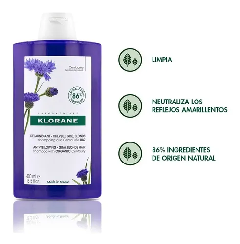 Klorane Shampoo Centáurea Cabellos Blancos Canosos 400ml