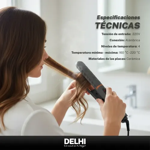 Planchita De Pelo 4 Niveles Cerámica Delhi 35w Pantalla Led Gris