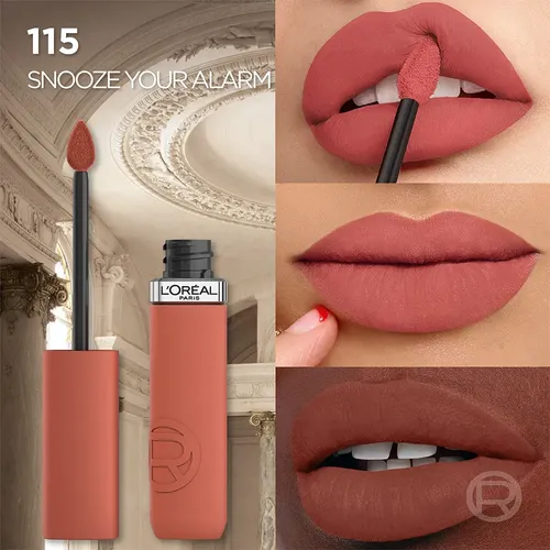 Labial Líquido Infaillible Matte Resistance L’oréal Paris Acabado Mate Color SNOOZE YOUR ALARM 115