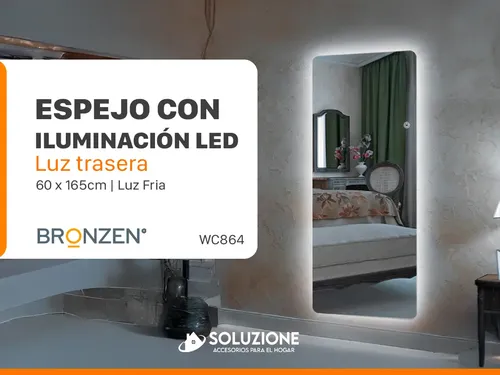 Espejo Premium Vertical Luz Led Trasera 60 X 165 Cm
