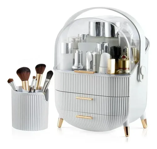 Organizador De Cosméticos Maquillaje C/ Tapa + Porta Brochas