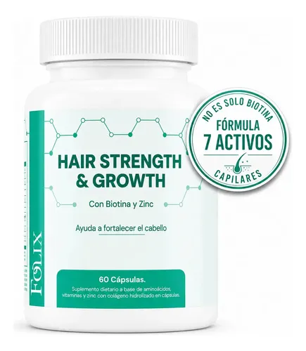 Suplemento Anticaída Cabello Biotina 2500mcg L-Cistina L-Metionina Colágeno Tipo I III Ácido Pantoténico 60 Cápsulas Crecimiento Capilar Keratina