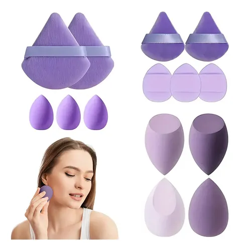 Kit 14 Esponjas De Maquillaje Lilas Medianas