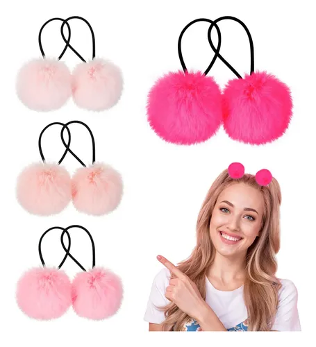 8 Pcs Accesorios Para El Cabello – Pom Pom Rosa Rosa
