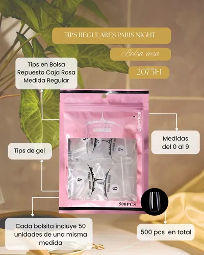 Tips Soft Gel Y Press On Paris Night X500 Unidades En Bolsa