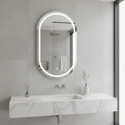 Espejo Ovalado Píldora Led 100x55cm Dimerizable Botón Táctil