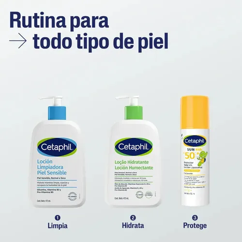 Cetaphil Sun Kids FPS 50+ Protector Solar Loción Liposomal Infantil 150 ml | Con vitamina E, glicerina y pantenol; alta protección FPS 50+, uso pediátrico desde 6 meses y dosificador especial.