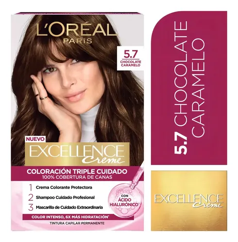 Kit Tintura Excellence Creme Tono 5.7 Chocolate Caramelo