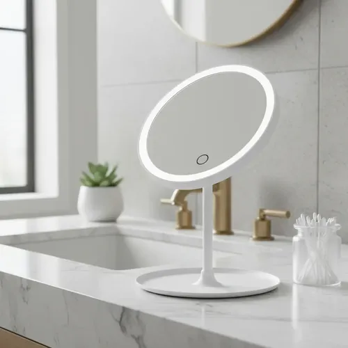 Espejo Con Luz Led Para Maquillaje Redondo 3 Tipos De Luz