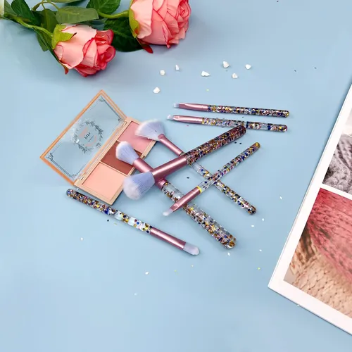 7 Brochas Maquillaje Unicornio Purpurina Mangos Suaves ,,