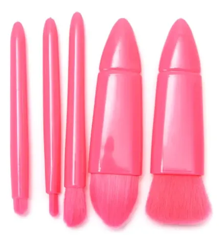 Set Mini Brochas X5 Maquillaje Estuche Skora Espejo Portatil