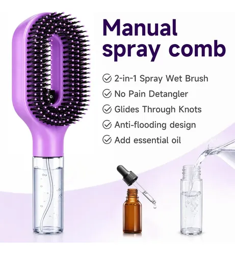 2 En 1 Peine Cepillo Pulverizador El Cabello Contra El Frizz
