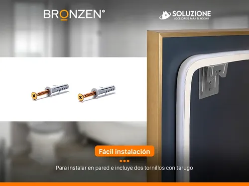 Espejo Premium Luz Led Trasera Borde Dorado 75cm X 1 Metro