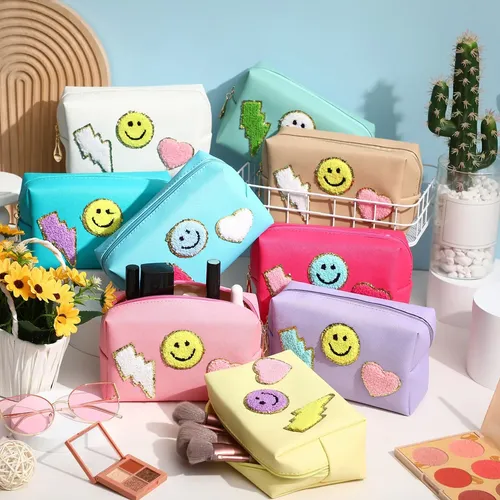 Bolsa De Maquillaje Chunful Preppy De 9 Piezas Con Parche De