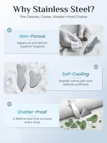 Set Gua Sha Acero Inoxidable Masaje Facial Y Corporal