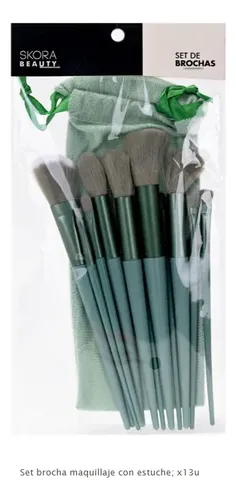 Set 13 Brochas Y Pinceles Para Maquillaje Skora Con Estuche