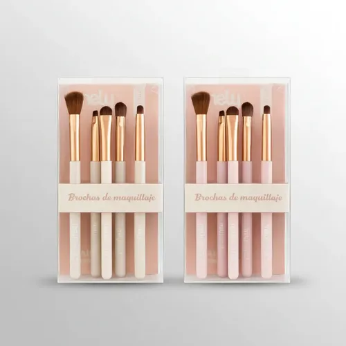 Set X 5 Brochas Para Maquillaje Modelo Cartera Mely Beauty
