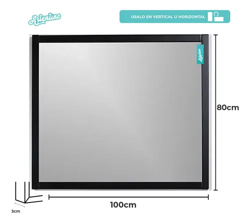 Espejo Led Pared Decorativo Marco Hierro Rectangular 100×80