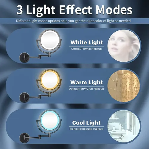 Espejo De Maquillaje De Pared Con Luz Y Aumento 10x Dowry