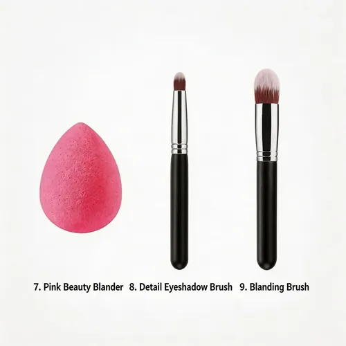 Juego De 10 Brochas De Maquillaje Y 2 Esponjas De Maquillaje