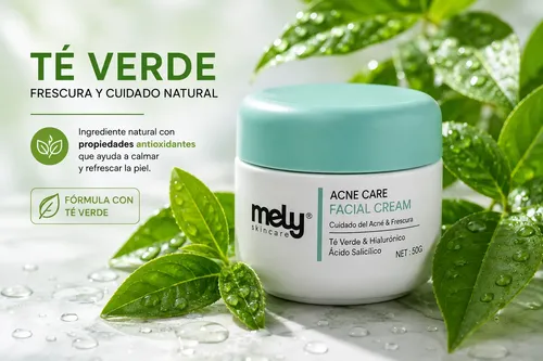Crema Facial Mely Acido Salicilico Hialuronico Te Verde 50g