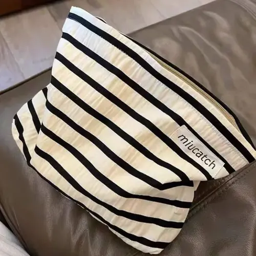 Hh Cosmetiquera Bolso Maquillaje Lapicera Rayas Negras 26 Pp
