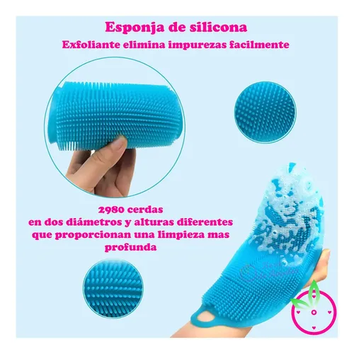 Guante Silicona Exfoliante Ducha Baño Corporal Facial Hdr Color Celeste