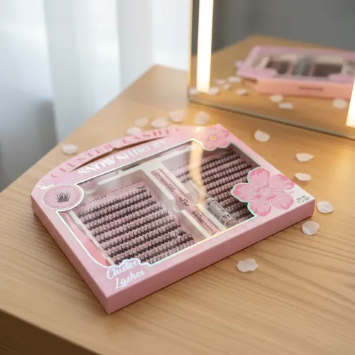 Kit Pestañas Postizas Cluster Snow Shirley Con Pegamento