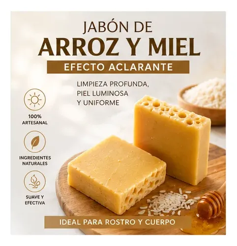 Pack X2 Jabón De Arroz Y Miel Aclarante Facial Corporal