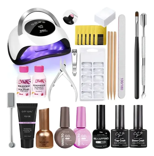 Kit Uñas Esmaltado Semipermanente Set Polygel Completo Color