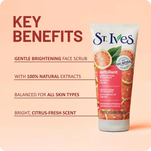 Exfoliante Facial St. Ives, Limón Rosa Y Mandarina, 6 Onzas