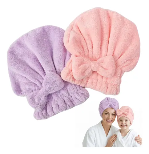 Turbante Toalla Microfibra Anti Frizz Secado Rapido Pack X2
