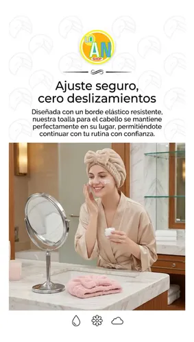 Turbante Toalla Microfibra Anti Frizz Secado Rapido Pack X2