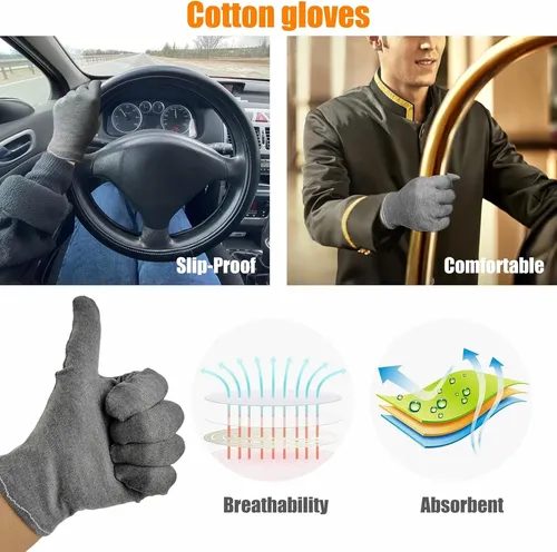 Guantes Algodón Hidratan Eczema Manos Secas Gris 4 Unidades