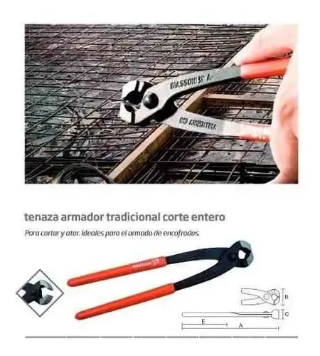 Tenaza Armador Corte Entero 300mm 12Pulg Biassoni A3