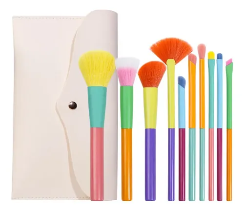 Set 10 Brochas De Maquillaje Con Estuche Dorado