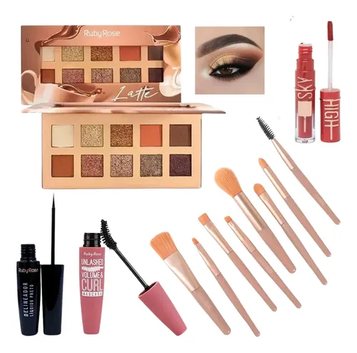 Set De Maquillaje Sombra Latte Ruby Rose Básicos Infaltables