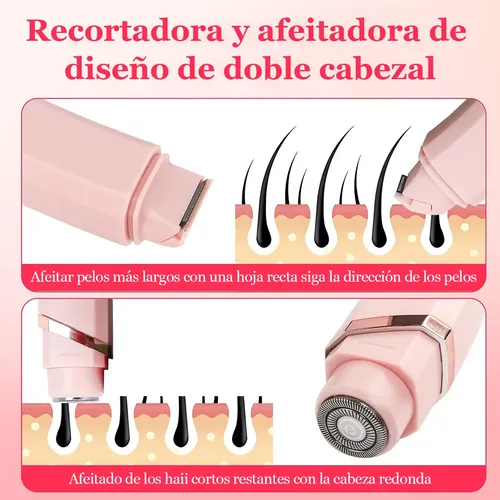 Depiladora Eléctrica Mujer 2en1 Intima Bikini Recargable Rt Rosa