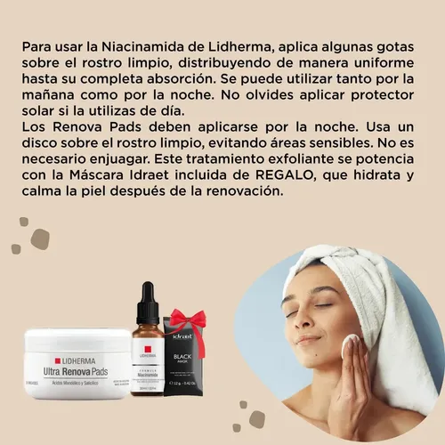 Kit Facial Lidherma Renovador Poros Niacinamida Antiacne