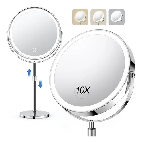 Espejo De Maquillaje Iluminado, Recargable, Regulable En Alt