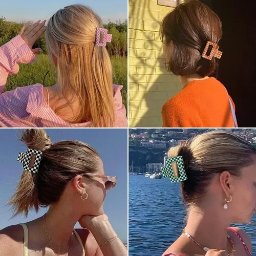 Clips De Garra A Cuadros Ahoney 4 Pack Y2k 5.08 Cm