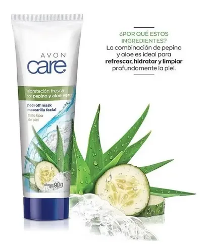 Avon Care mascarilla facial de limpieza peel off con aloe vera y pepino