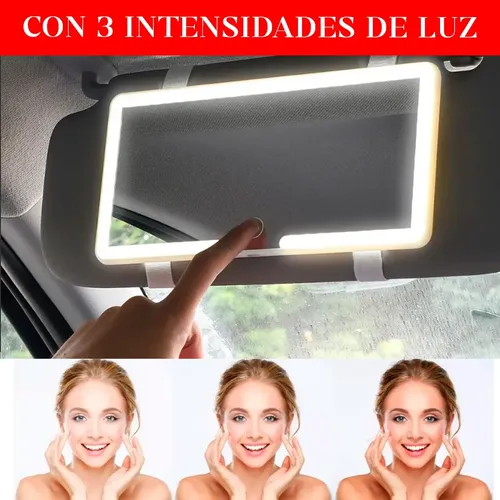 Espejo De Maquillaje De Visera De Coche Con 3 Modos Luz Led